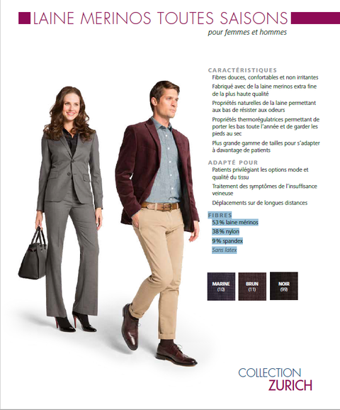 Bas de compression mollet pour femme 242 Laine Merino Sigvaris 20-30mmhg